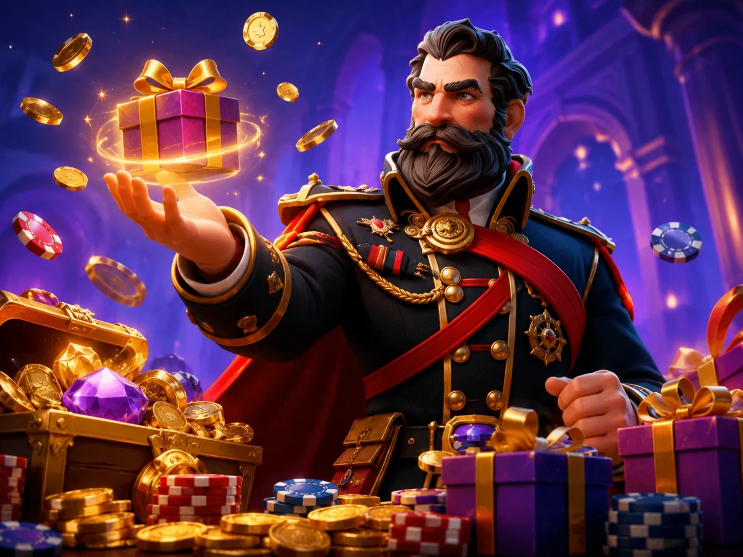 Royal casino bonus gift with coins and chips